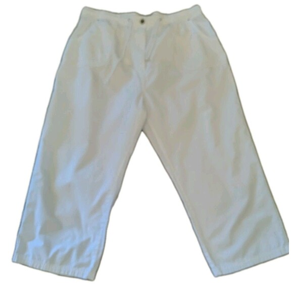 Jenny Buchanan Pants Size 16 White Cotton Capri Pockets - Picture 1 of 8